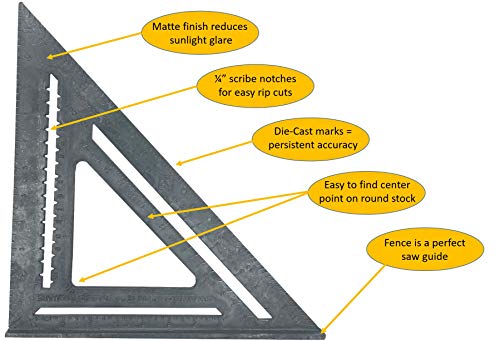 Swanson Tool Co., Inc Swanson T0108 Big 12 Speed Square Layout Tool with Blue Book, Plain gradations, 12-Inch Swanson Tool Co., Inc