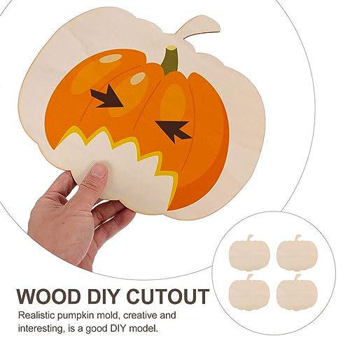 Wooden 4pcs Wooden Pumpkin Cutout Unfinished Thanksgiving Pumpkin Wooden Decorations Halloween Blank Craft Pumpkin Ornaments for DIY Halloween Yardwe