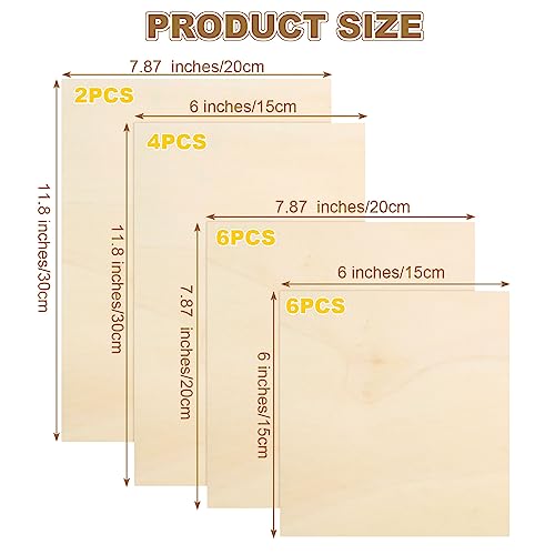 WOPPLXY 18 Pcs 4 Sizes Unfinished Wood Canvas Panels Kit, Wooden Canvas Boards, Wood Art Boards for Pouring Art, Crafts, Painting (6 x 6 Inch, 7.87 x