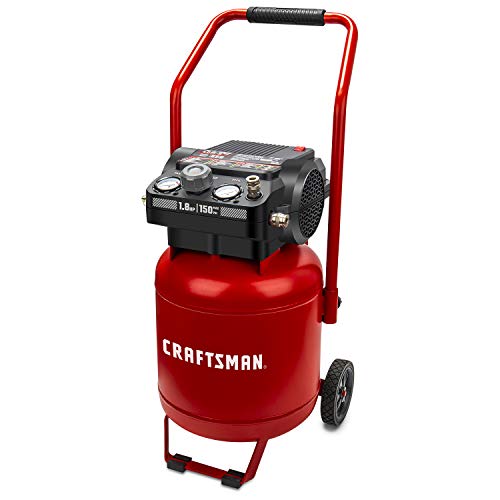 Craftsman Air Compressor, 10 Gallon Peak 1.8 Horsepower Oil-free Compressor, Max 150 PSI, Vertical Compressor Air Tools, Model: CMXECXA0331042 - WoodArtSupply