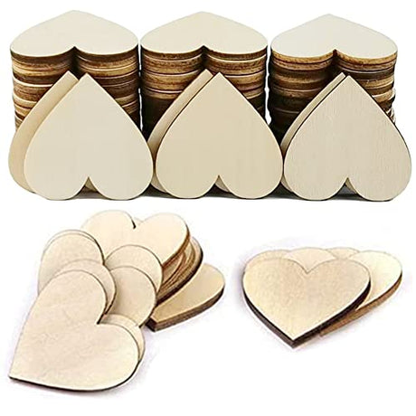 WLIANG 100 Pcs 1.57 inch Wood Heart Cutouts, Unfinished Blank Wooden Hearts Shapes Wood Slices Tags for Crafts for Wedding Guest Book, Valentine's WLIANG