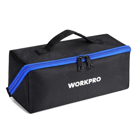 WORKPRO Tool Bag, 10" Wide Mouth Utility Tool Bag with Zipper, Heavy Duty Tool Storage Bag, Multipurpose Tool Case Small Tool Bag for Organizer WORKPRO