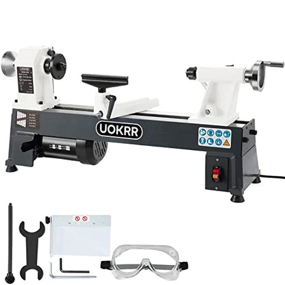 UOKRR Benchtop Wood Lathe 10" x 18" Wood Lathe Machine 5 Variable Speeds 500/750/1150/1800/3200RPM Mini Wood Turning Lathe for Woodworking 1/2HP - WoodArtSupply