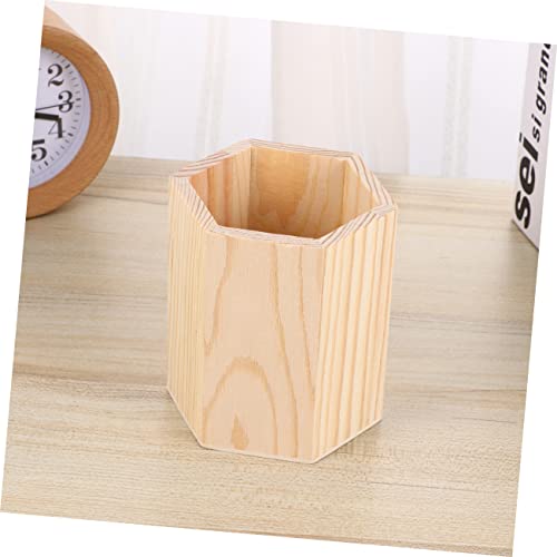 SEWACC 8 pcs Hexagon Compartments Organizers Multi Planter Toothbrush Color Holder Tube Wood Unpainted Unfinished Bedroom DIY Stand Stationery Crafts SEWACC