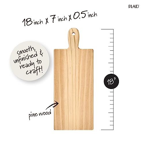 Plaid Wood Unfinished Charcuterie Board, 18" x 7" Wooden Surface Perfect for DIY Arts and Crafts Projects, 63689 - WoodArtSupply