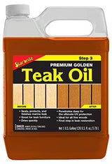 STAR BRITE Premium Golden Teak Oil - Ultimate Sealer, Preserver & Finish for Outdoor Teak & Fine Woods - Ideal for Boats, Furniture, Shower Stools - STAR BRITE
