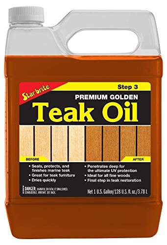 STAR BRITE Premium Golden Teak Oil - Ultimate Sealer, Preserver & Finish for Outdoor Teak & Fine Woods - Ideal for Boats, Furniture, Shower Stools - - WoodArtSupply