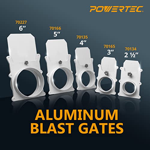 POWERTEC 70135-P4 4-Inch Aluminum Blast Gate for Dust Collector, Dust Collection Fittings, 4 PK POWERTEC