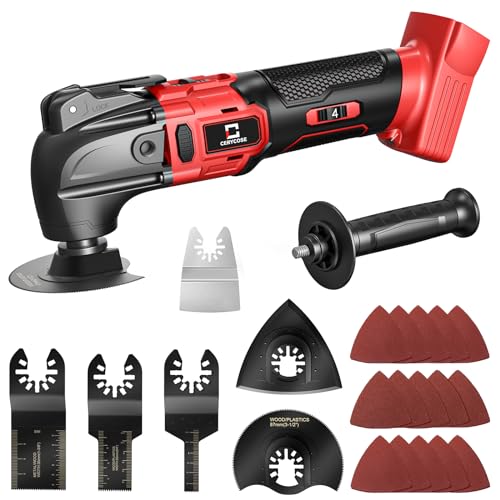 Cordless Oscillating Tool Compatible with Milwaukee 18V Battery, Brushless-Motor Tool with Auxiliary Handle, Oscillating Multi-Tool for Scraping, - WoodArtSupply