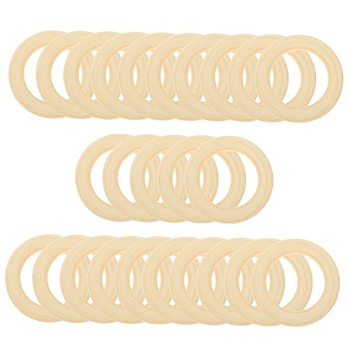 Anneome 25pcs Handmade Wooden Ring Unpainted Wooden Rings Wooden Ring Crafts Lant Hanger Pendant DIY Painting Wood Rings Necklace Hand Jewelry Wooden - WoodArtSupply