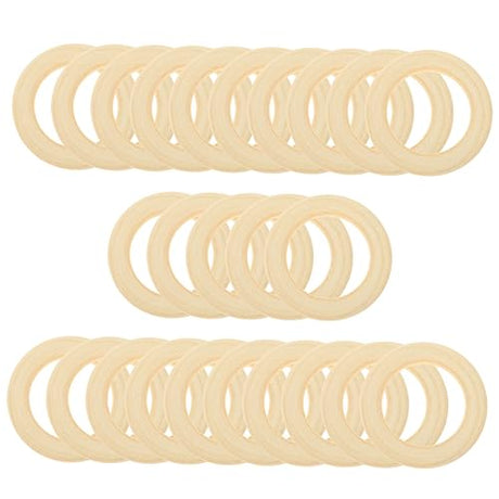 Anneome 25pcs Handmade Wooden Ring Unpainted Wooden Rings Wooden Ring Crafts Lant Hanger Pendant DIY Painting Wood Rings Necklace Hand Jewelry Wooden Anneome