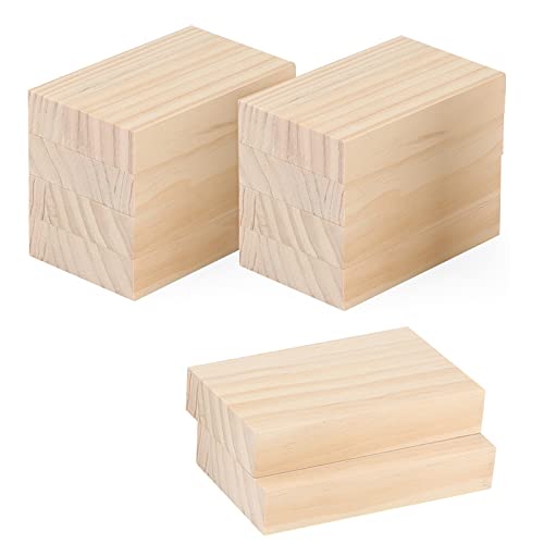 LEXININ 10 PCS Unfinished Wood Blocks, 5 x 3 x 1 Inch Natural Wooden Cubes, Whittling Blocks for Crafts, DIY Projects, Carving