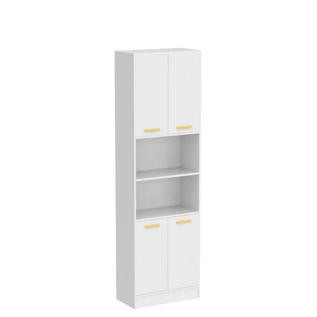 Cozy Castle Freestanding Pantry Cabinet, 75" with Doors and Adjustable Shelves, Wood Storage Cabinet for Kitchen, Bathroom or Hallway, White Cozy Castle