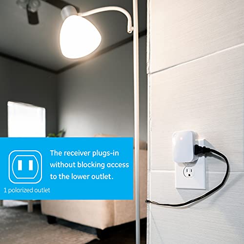 mySelectSmart 59315 GE Wireless Lighting Control, Activated, 1-Polarized Outlet, detects 20ft, 150ft. Signal Range, 3pc Multipack of 36235, Motion mySelectSmart