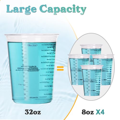 LET'S RESIN Resin Mixing Cups, 50pcs 32oz(1000ml) 2 Scales Accurate Paint Mixing Cup with Protective Gloves, Sturdy & Thick Disposable Measuring Cups LET'S RESIN