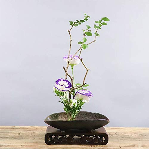 WANDIC Flower Arranging Supplies, Boat Shaped Ceramic Ikebana vases with 4cm Round Flower Frog for Ikebana Floral Arrangement Art Home Decoration, WANDIC