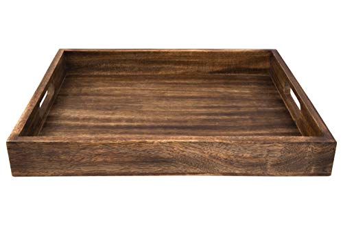 GoCraft Handmade Classic Wooden Tray Large Size | Serveware Kitchen Accessories Tray - 16.5" - WoodArtSupply