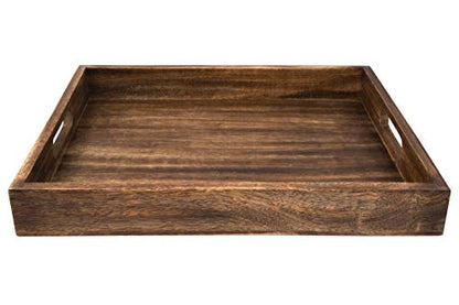 GoCraft Handmade Classic Wooden Tray Large Size | Serveware Kitchen Accessories Tray - 16.5" - WoodArtSupply