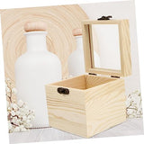 Yardenfun 1pc Wooden Box with Glass Lid Glass Jewelry Keepsake Jewelry Container Earring Display Holder Unfinished Wooden Chest Wedding Decorations Yardenfun