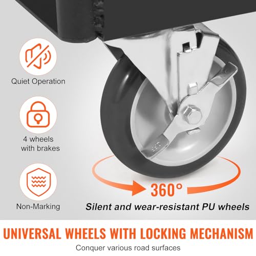 VEVOR Steel Panel Truck, 1500 LBS Panel Dolly Cart with 5" Swivel Casters and 36.02" x 24.02" Deck, Heavy-Duty Drywall Sheet Cart, Handling Wall - WoodArtSupply