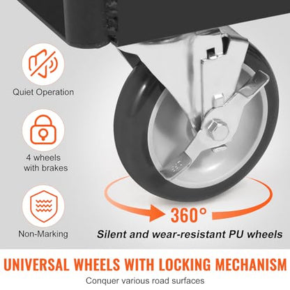 VEVOR Steel Panel Truck, 1500 LBS Panel Dolly Cart with 5" Swivel Casters and 36.02" x 24.02" Deck, Heavy-Duty Drywall Sheet Cart, Handling Wall - WoodArtSupply