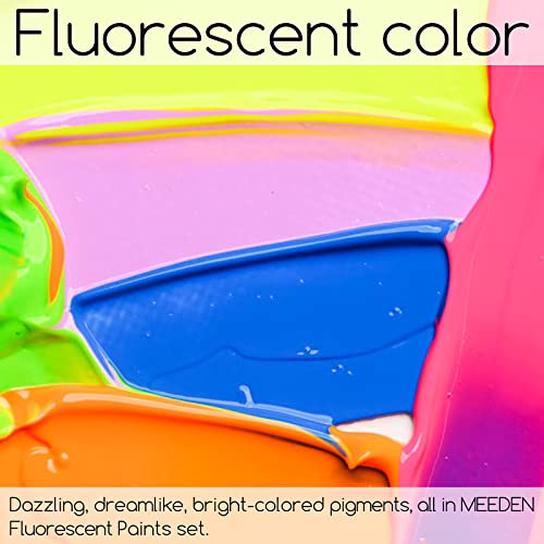 MEEDEN Fluorescent Acrylic Paint Set, Heavy Body Neon Acrylic Paint Tubes, 6 Colors 0.74 oz/22 ml, Glow in the Dark Acrylic Paints, Non Toxic Art - WoodArtSupply