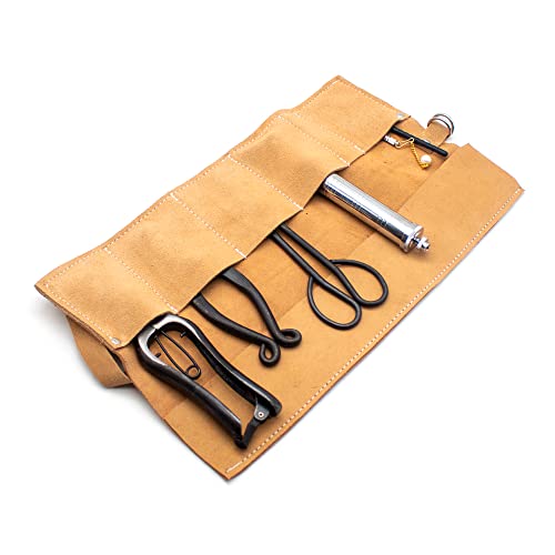 iDili Japanese Ikebana Flower Arrangement Tools Set Real Cowhide Bag Flower Art Tool Kit iDili