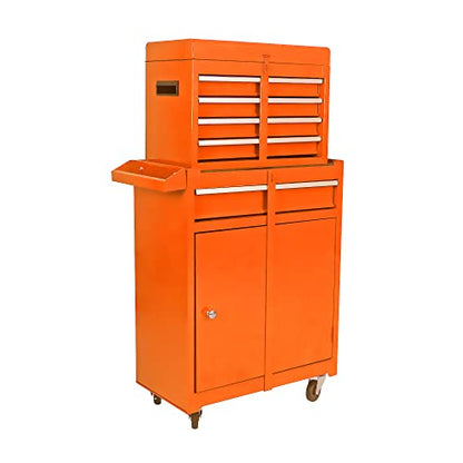 Tool Chest ,Tool chest with 5 Drawers, Lockable Rolling Tool Box with Wheels, Snap on Tool Chest with Drawers and Bottom Cabinet and Adjustable Shelf