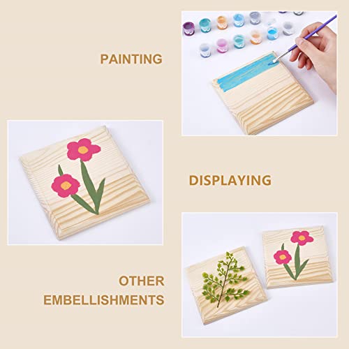 OLYCRAFT 4pcs 4.7" Squares Wooden Plaques Unfinished Wooden Base Natural Pine Wood Plaque Wood Squares Wood Base for DIY Craft Projects Engraving OLYCRAFT