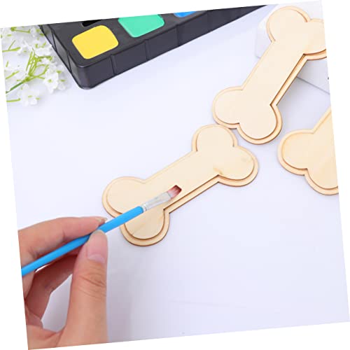 VILLCASE 24PCS Wood Embellishments Wood Bone Shape Christmas Unfinished Wood Cutout Dog Bone Wood Cutout Dog Bone Embellishments Round Labels Gift VILLCASE