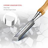HUATMEC Wood Chisels Set of 4, Carbon Steel Beveled Edge Blade, Beech Handle for Woodingworking and Carving HT0315 HAUTMEC