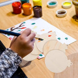VOSAREA 50pcs DIY Christmas Wooden Hanging Ornaments with Hole Wood Unfinished Cutout Tag Blank Cutouts Natural Wooden Slices for Centerpieces DIY VOSAREA