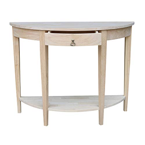 IC International Concepts Half Moon Console Table, 42 in W x 16 in D x 31 in H, Unfinished IC International Concepts