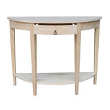 IC International Concepts Half Moon Console Table, 42 in W x 16 in D x 31 in H, Unfinished IC International Concepts
