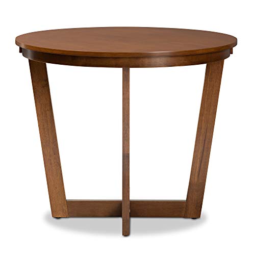 Baxton Studio Alayna Modern and Contemporary Walnut Brown Finished 35-Inch-Wide Round Wood Dining Table - WoodArtSupply