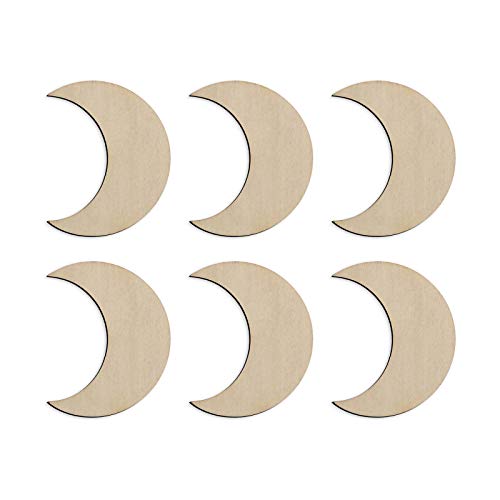 60 Pcs Moon Wood Cutouts Crafts Wooden Moon Shaped Slices Embellishments Gift Unfinished Wood Ornaments for DIY Projects Home Decoration (1.58x2 in) Creaides