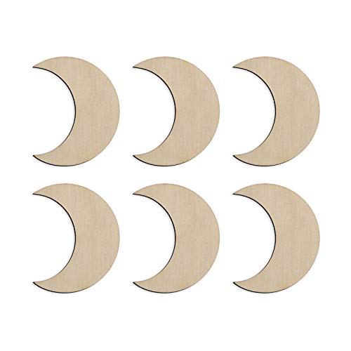 60 Pcs Moon Wood Cutouts Crafts Wooden Moon Shaped Slices Embellishments Gift Unfinished Wood Ornaments for DIY Projects Home Decoration (1.58x2 in) - WoodArtSupply