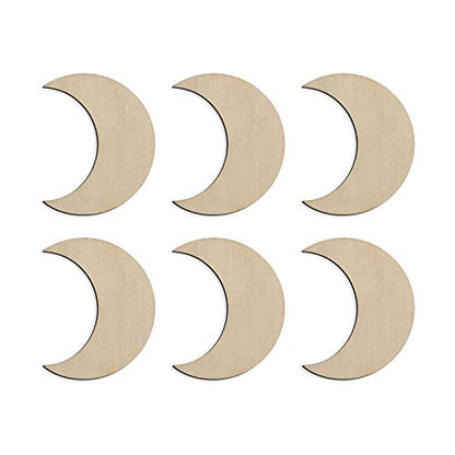 60 Pcs Moon Wood Cutouts Crafts Wooden Moon Shaped Slices Embellishments Gift Unfinished Wood Ornaments for DIY Projects Home Decoration (1.58x2 in) - WoodArtSupply