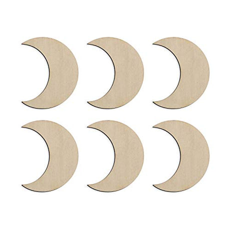 60 Pcs Moon Wood Cutouts Crafts Wooden Moon Shaped Slices Embellishments Gift Unfinished Wood Ornaments for DIY Projects Home Decoration (1.58x2 in) Creaides
