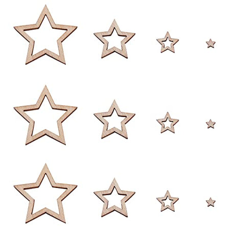 LiQunSweet 100 Pcs Hollow Star Unfinished Blank Wood Cutout Slice Piece Ornaments for Craft Project and Christmas Party Wedding Decoration LiQunSweet