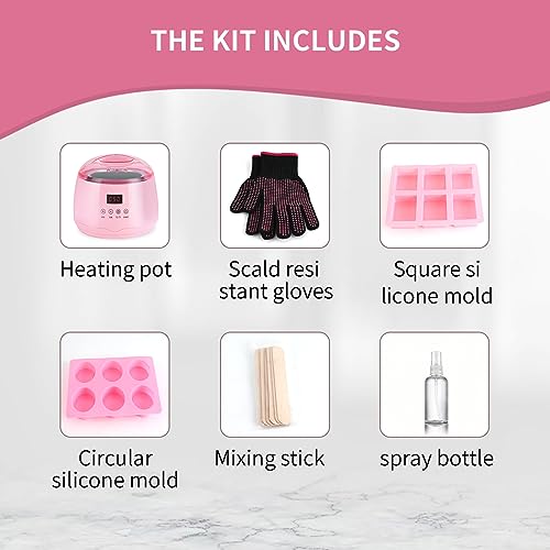 Soap Making Supplies, Soap Base Melter,DIY Soap Making Kit, Soap Making Kit with Constant Temperature Control Melter, Silicon Mold for Adults