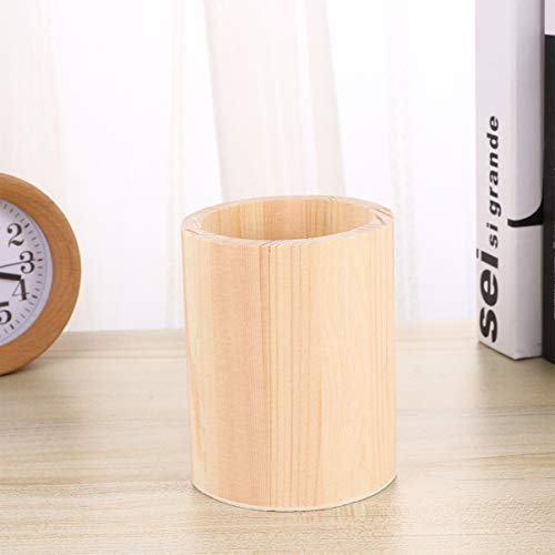 Wooden Pen and Pencil Holder 2 Pcs Wood Pencil Holder Brush Container Holder Desktop Wooden Container Multi Use Holder for Home Office DIY (Round Milisten