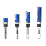 KOWOOD Plus Pattern Flush Trim Router Bit Set, 1/4 Inch Shank, Top Bearing Flush Trim Bit Kit. Cutting Height in 25/64”, 3/4”, 1”, 1-1/2”. With KOWOOD