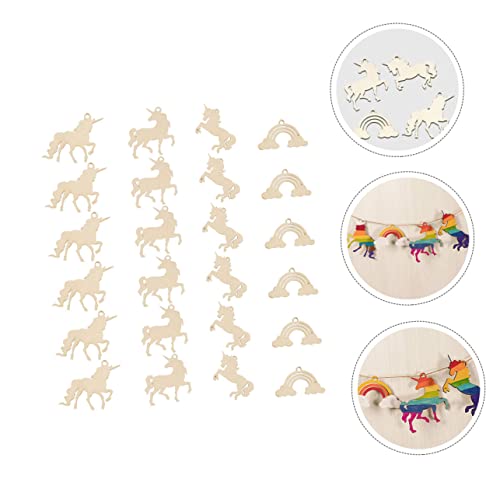 IMIKEYA 1 Set Unicorn Chips Unfinished Wood Slices Homemade Ornaments DIY Guitar Wood Shapes Wooden Rainbow Cutouts Rustic Wooden Embellishments IMIKEYA