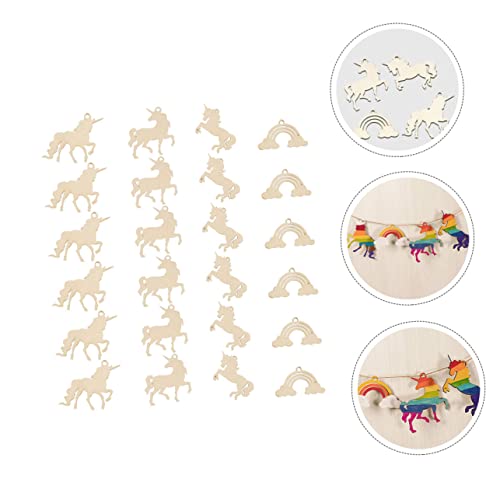 IMIKEYA 1 Set Unicorn Chips Unfinished Wood Slices Homemade Ornaments DIY Guitar Wood Shapes Wooden Rainbow Cutouts Rustic Wooden Embellishments - WoodArtSupply