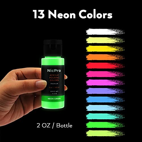 Nicpro 14 Colors 8.45oz Acrylic Pour Paint Supplies Kit, Large Volume  Premixe