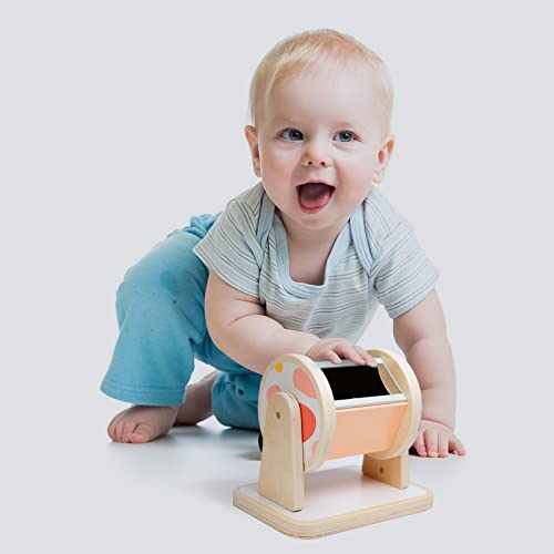 Twefex Montessori Spinning Drum, Montessori Toys for Babies 6-12 Months, Montisory Baby Toys for 1 Year Old Infant, Wooden Toys for Baby Twefex
