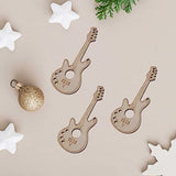 20pcs Guitar Wood DIY Crafts Cutouts Wooden Electric Guitar Shaped Slices Embellishments Gift Unfinished Wood Ornaments Home Decorations Creaides