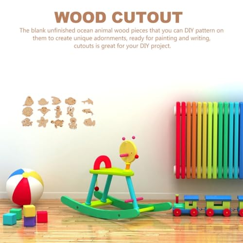 Wooden Fish Cutouts 200pcs Marine Life Wood Chips Wooden Crafts Wooden Crafts for Paint for Wooden Crafts Holiday Wood Cutouts Wooden Fish Cutouts TEHAUX