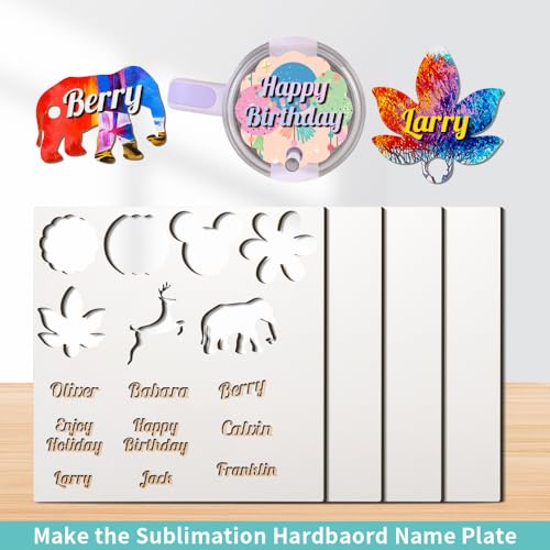 PYD Life 4 Pack Sublimation Hardboard Blanks Sheets White 12" x 12",1/8" Thick(3 mm) Custom Name Plate for Stanley 40 OZ Tumbler,Hardboard Sheets PYD Life